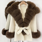 OFTBUY Luxury Real Fox Fur 100% Wool Coat Female New Autumn Winter Warm Woolen Clothes Women Long Sleeves Cashmere Woolen Jacket