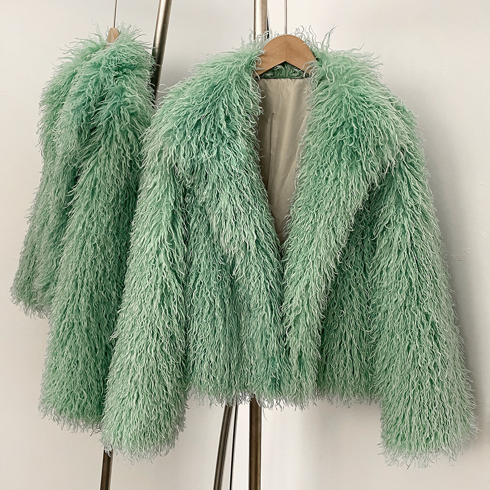 OFTBUY Wholesale Faux Fur Coat Female Artificial Mongolian Sheep Fur Fluffy Jacket Women New Winter Thickened Warm Outerwear Lady