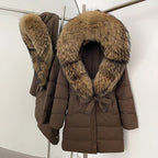 OFTBUY New Winter Genuine Fox Fur Hooded Puffer Coat Women Women's White Duck Down Jacket Outerwear Female Fashion Parkas