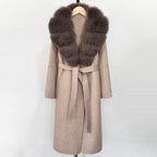 OFTBUY New Autumn Winter Top Clothes Female Long Big Real Fox Fur Collar Woolen Jacket Women Fashion Warm Cashmere Wool Coat