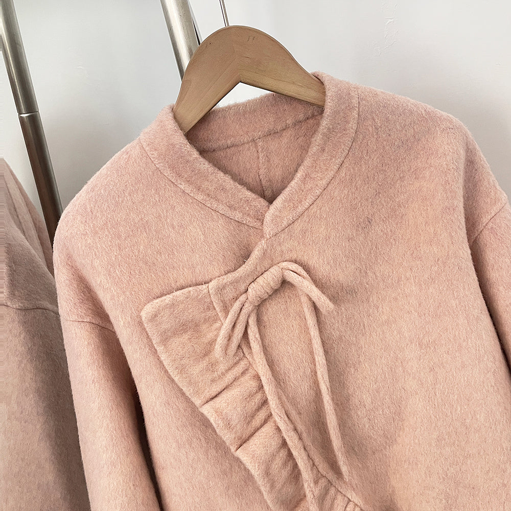 OFTBUY New Women's Wool Jacket with Real Fox Fur Cuffs Winter Elegant Fashion Clothing Outerwear Short Luxury Woolen Coat Female