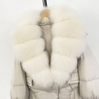 OFTBUY Big Natural Fox Fur Coat Women New Winter 90% White Duck Down Jacket Female Short Puffer Feather Coats Parkas