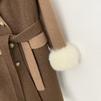 OFTBUY New Winter Real Fur Collar Clothes Women Patchwork Double-faced Woolen Cashmere Coat Real Fox Fur Cuff Wool Jacket Female