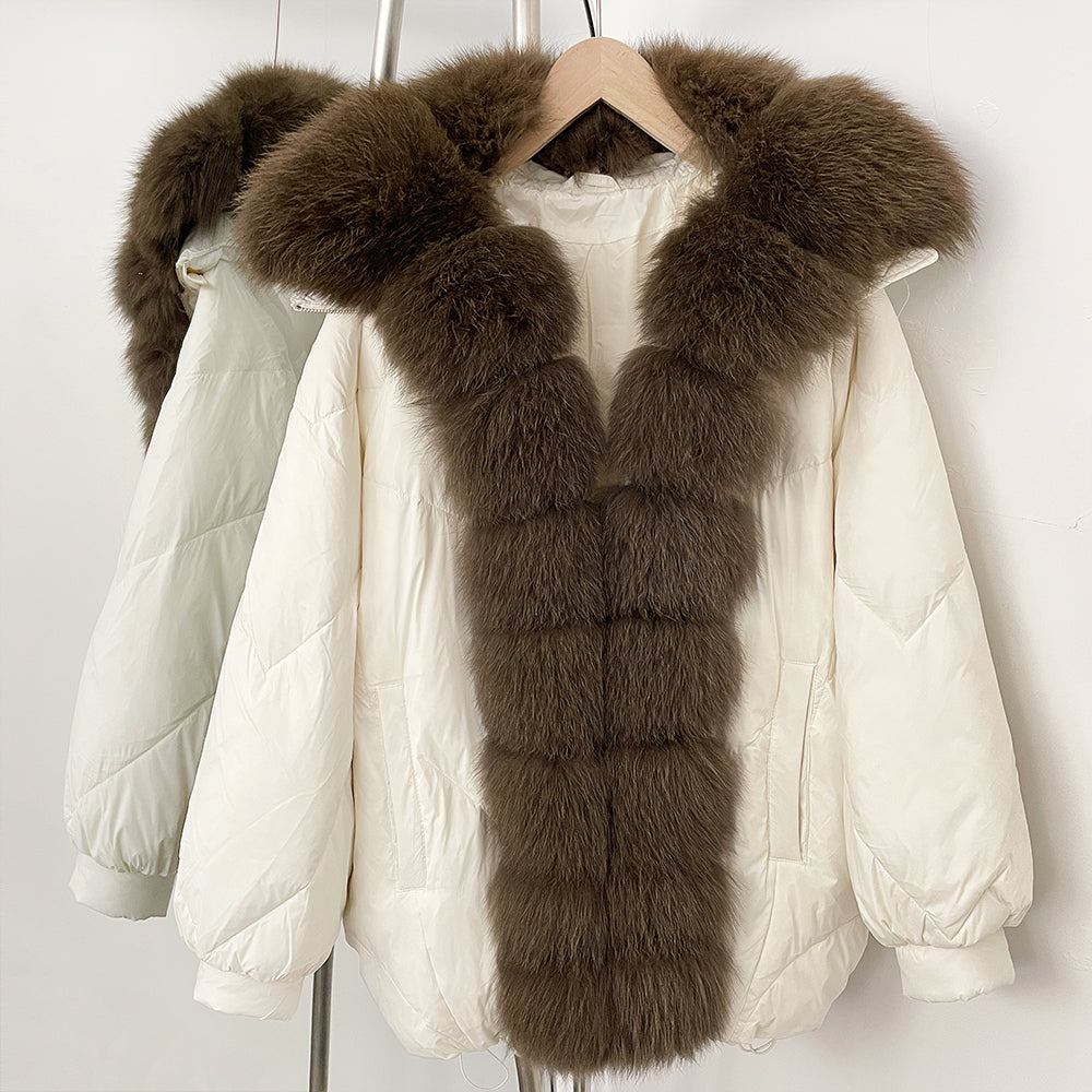 OFTBUY New Autumn Winter Thickened Warm Clothes Women Loose Big Real Fox Fur Goose Down Coat Female Natural Fur Puffer Jacket