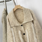 OFTBUY New Fashion Spring Autumn Loose Sweater Female Real Fox Fur Cardigan Clothing Women Button Oversized Knitted Jacket Lady