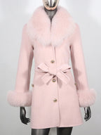 OFTBUY Double-sided Wool Coat Female New Autumn Winter Real Fox Fur Clothes Women Detachable Fur Cuffs Woolen Cashmere Jacket