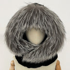 OFTBUY New Winter Thick Warm Windproof Fluffy Neckerchief Female Natural Rabbit Fur Hat with Scarf Women Real Fox Fur Cap Child