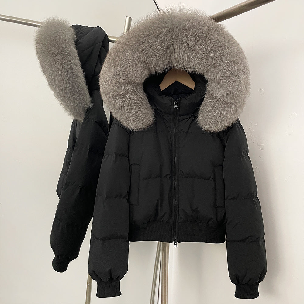 OFTBUY New Winter Short Hooded Top Down Clothes Women Fashion Natural Fox Fur Duck Down Coat Thickened Warm Puffer Jacket Female