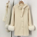 OFTBUY Warm Long Sleeves Woolen Jacket Female New Autumn Winter Clothes Women Fashion 100% Wool Coat with Real Fox Fur Cuffs =