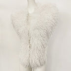 OFTBUY Women's Faux Mongolian Fur Vest Open Front Fluffy Faux Fur Waistcoat with Back Tie New Autumn Winter Outerwear Female