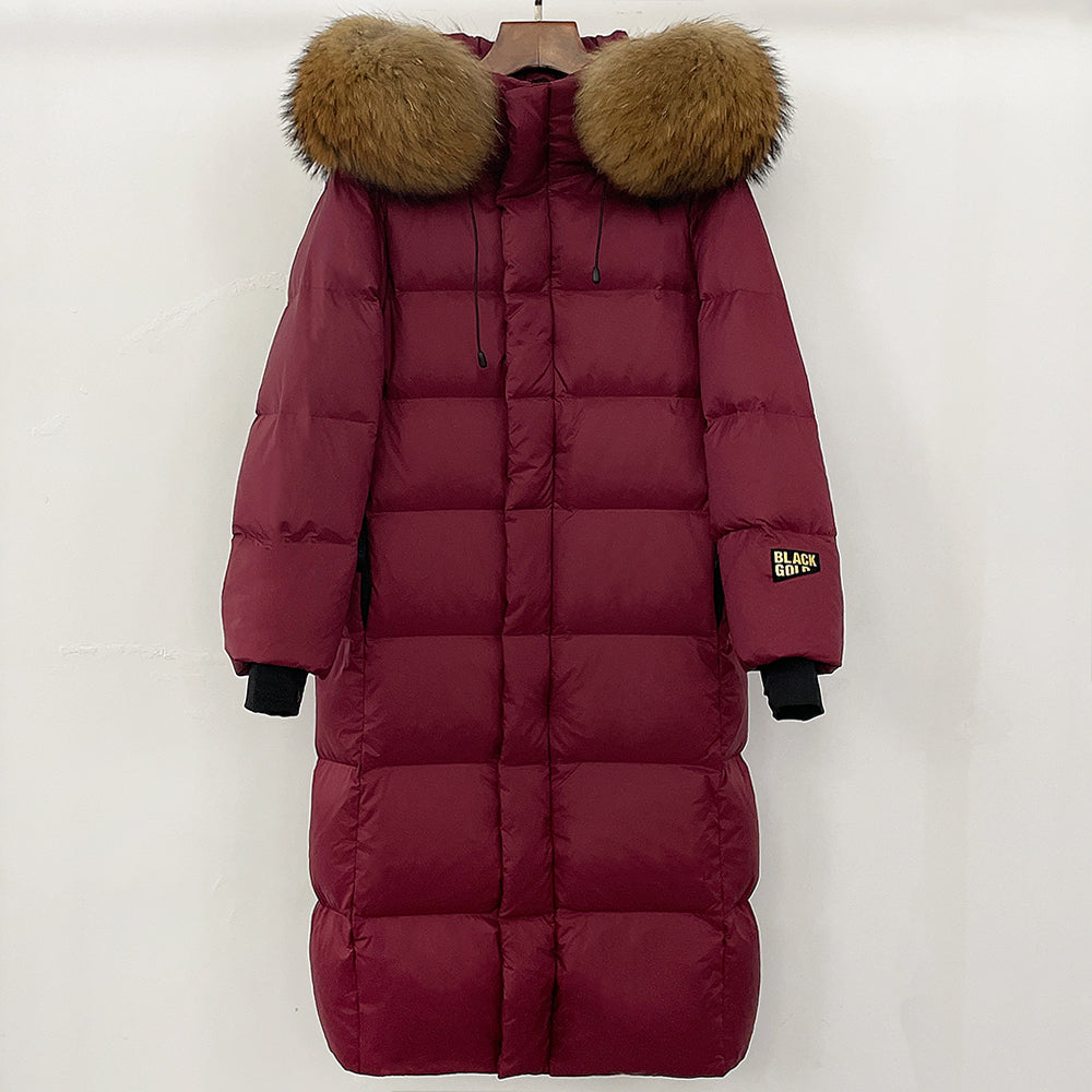 OFTBUY Winter Clothes Women Black Gold Goose Down Coat Big Real Raccoon Fur Collar Overcoat Real Fox Fur Puffer Jacket Female