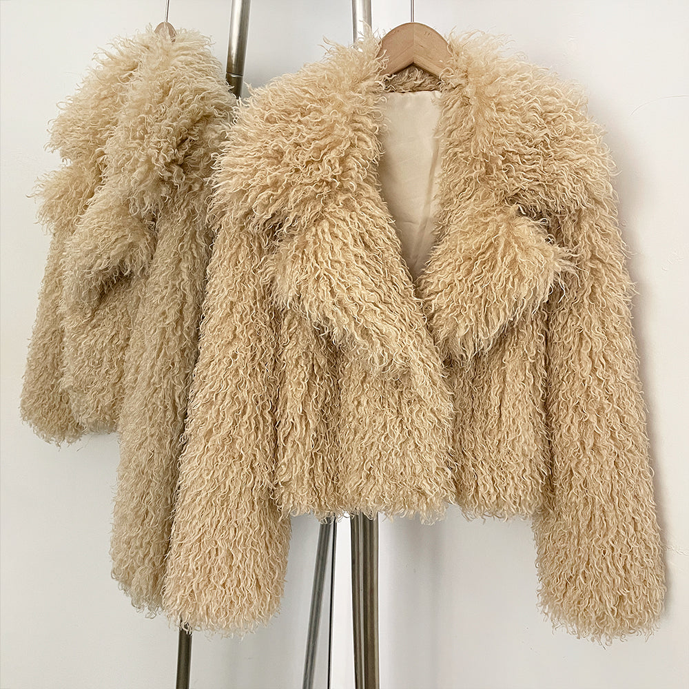 OFTBUY Warm Thicken Luxury Outerwear New Winter Clothes Female Women's Cozy Faux Mongolian Fur Short Coat Teddy Faux Fur Jacket