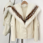 OFTBUY Pockets Warm Winter Luxury Elegant Fashion Outerwear New Women's Double Face Wool Coat with Contrast Real Fox Fur Collar