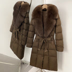 OFTBUY New Winter Real Fox Fur Long Clothes Women Belt Thickened Warm Natural Fur Duck Down Female Luxury Fashion Puffer Jacket