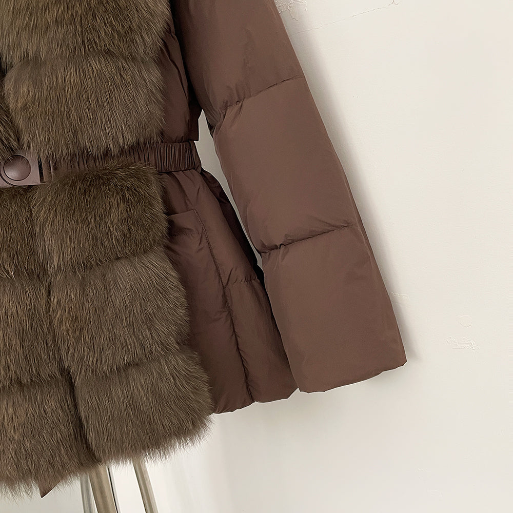 OFTBUY Big Natural Fox Fur Collar Puffer Jacket Female New Autumn Winter Thick Warm Clothes Women Fluffy Real Fur Duck Down Coat