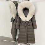 OFTBUY Hooded Winter White Duck Down Coat Large Real Fox Fur Collar X-Long Puffer Jacket Women Thick Female Parkas With Belt