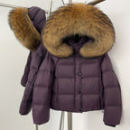 OFTBUY New Autumn Winter Top Clothing Women Tnickened Warm Fluffy Puffer Jacket Femlae Hooded Real Fox Fur Collar Down Caot
