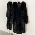 OFTBUY New Winter Natural Fox Fur Clothing Women Long Thickened Warm Real Mink Fur Coat Female Black Long Sleeves Outerwear