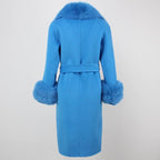OFTBUY Winter Jacket Women Long Natural Wool Blends Cashmere Real Fur Coat Double Breasted Belt Warm Streetwear New Fashion