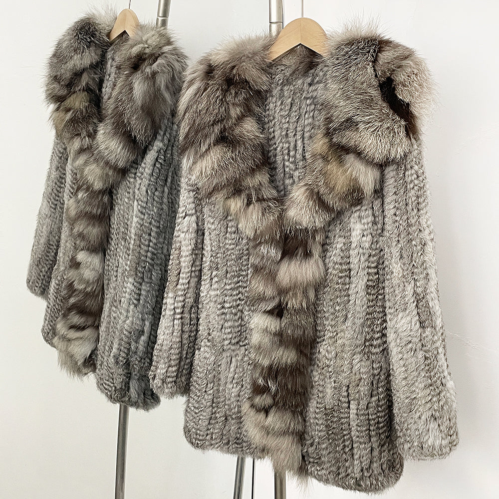 OFTBUY Natural Rabbit Fur Coat Autumn Winter Clothes Women Fashion Luxury Real Fox Fur Jacket Thick Warm Long Sleeve Overcoat