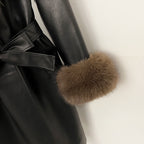OFTBUY New Autumn Winter Clothes Women Long Faux Fur Jacket Female Fashion Vintage Belt Faux Leather Coat Outerwear Streetwear