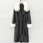 OFTBUY Wholesale New Autumn Winter Clothes Women Real Fox Fur 100% Wool Coat Female Fashion Warm Long Natural Fur Woolen Jacket