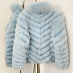 OFTBUY 2-in-1 Reversible Luxury Jacket - 100% Real Fox Fur Coat & Windproof Winter Parka