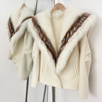 OFTBUY Pockets Warm Winter Luxury Elegant Fashion Outerwear New Women's Double Face Wool Coat with Contrast Real Fox Fur Collar