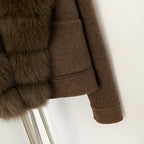 OFTBUY Pockets Luxury Warm Winter Fashion Outerwear female New Women's Cropped Double-Faced Wool Coat with Real Fox Fur Collar