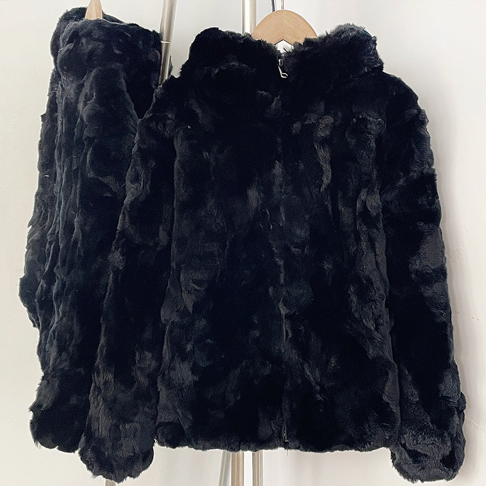 OFTBUY Women's Real Rex Rabbit Fur Vest Stand Collar Zipper Natural Fur Waistcoat Female New Autumn Winter Luxury Outerwear Lady