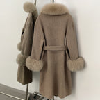 OFTBUY New Autumn Winter Long Clothing Women Fashion Warm Real Fox Fur Collar and Cuffs 100% Wool Jacket Female Natural Fur Coat