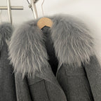 OFTBUY Short 100% Wool Coat Fahsion New Autumn Winter Real Fox Fur Top Clothes Women Natural Fur Cashmere Woolen Jacket Female