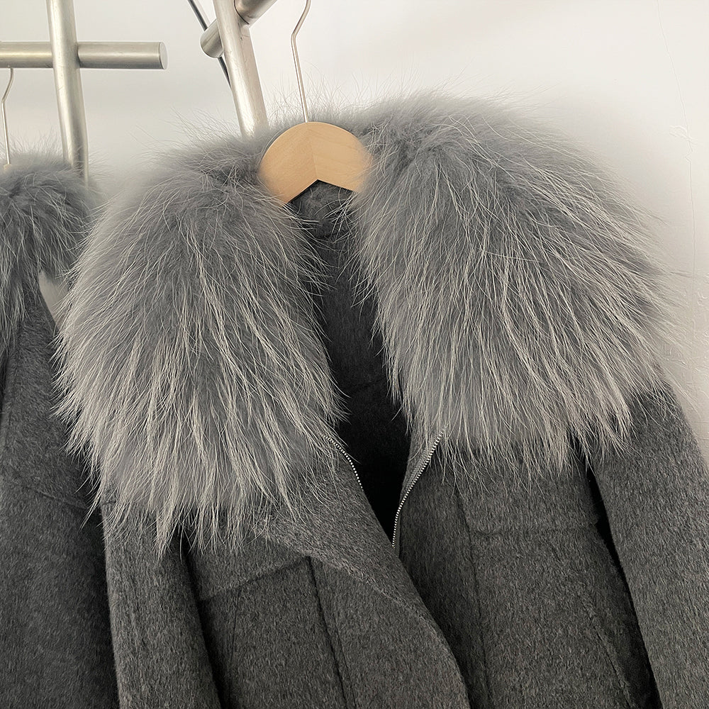 OFTBUY Short 100% Wool Coat Fahsion New Autumn Winter Real Fox Fur Top Clothes Women Natural Fur Cashmere Woolen Jacket Female