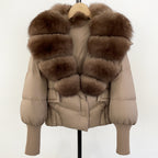 OFTBUY Big Natural Fox Fur Coat Women New Winter 90% White Duck Down Jacket Female Short Puffer Feather Coats Parkas