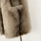 OFTBUY Luxury Long-Line Faux Fur Gilet - Premium Vegan Fox Fur Sleeveless Overcoat with Oversized Shawl Collar