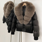 OFTBUY Real Fox Fur Collar Puffer Jacket Female New Winter Top Fluffy Clothing Thick Warm Natural Fur White Duck Down Coat Women