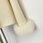 OFTBUY Winter New Style Bowcroppedsleeve Opening Real Fox Fur Cuffs Wool Coat Double-sided Woolen Goods Overcoat Jacket Women