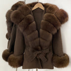 OFTBUY Luxury Real Fox Fur 100% Wool Coat Female New Autumn Winter Warm Woolen Clothes Women Long Sleeves Cashmere Woolen Jacket