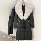 OFTBUY Thickened Warm Duck Down Coat Female Luxury Long Belt New Winter Natural Fox Fur Clothes Women Silm Puffer Jacket Outwear