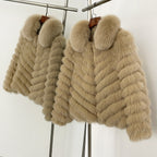 OFTBUY 2-in-1 Reversible Luxury Jacket - 100% Real Fox Fur Coat & Windproof Winter Parka