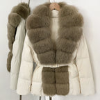 OFTBUY Big Natural Fox Fur Collar Puffer Jacket Female New Autumn Winter Thick Warm Clothes Women Fluffy Real Fur Duck Down Coat