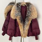 OFTBUY Puffy Sleeve Warm Loose Puffer Jacket New Women's Duck Down Jacket with Large Real Fox Fur Collar Winter Luxury Outerwear